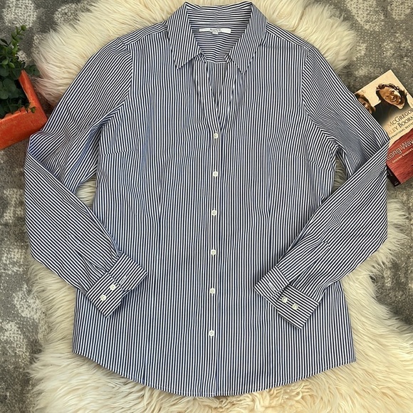 ALFRED SUNG STRIPES LONG SLEEVE V NECK WOMEN TOPS SIZE M - Picture 3 of 11